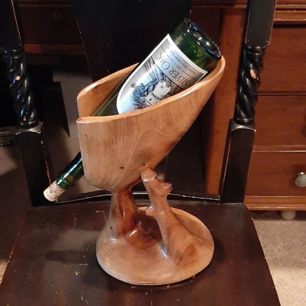 Unique Wooden Handcarved Wine Bottle Holder